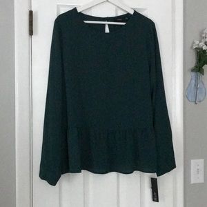 Green peplum blouse